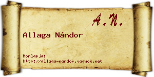 Allaga Nándor névjegykártya